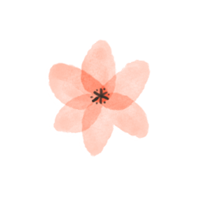 水彩画調のお花のスタンプ（オレンジ）