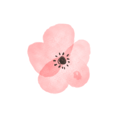 水彩画調の丸めのお花のスタンプ（オレンジ）