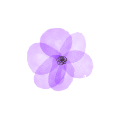 水彩画調の丸めのお花のスタンプ（パープル）