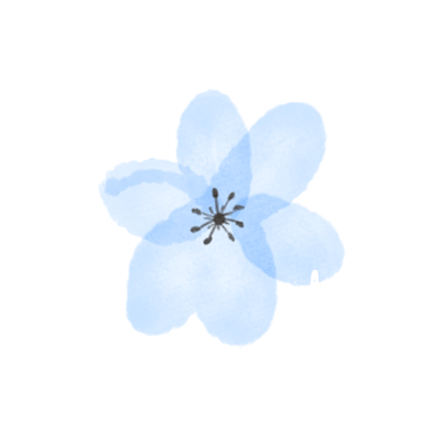 水彩画調のお花のスタンプ（ブルー）