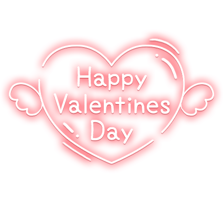 「Happy Valentines Day」羽つきハートのネオン風