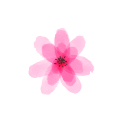 水彩画調のお花のスタンプ（ピンク）