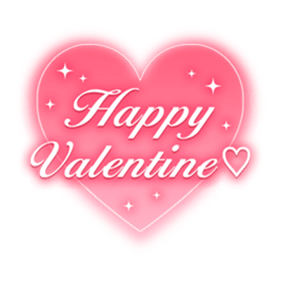 「Happy Valentine♡」ふんわりハートのスタンプ