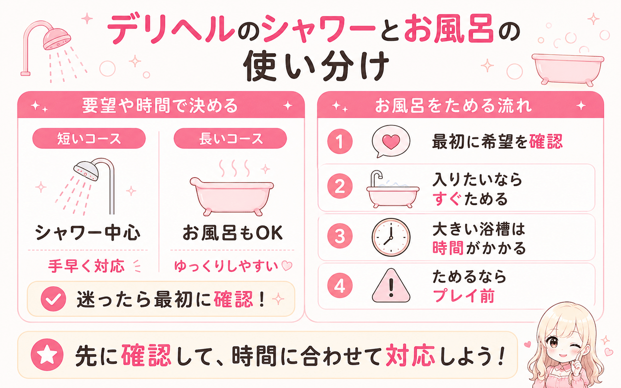 デリヘルのシャワーとお風呂との使い分け|ジョシミル