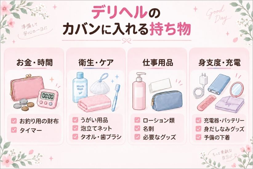 デリヘルのカバンに入れる持ち物│ジョシミル