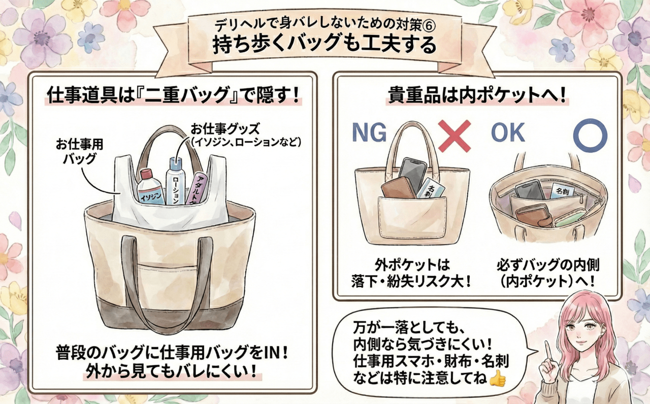 デリヘルで身バレしないための対策⑥持ち歩くバッグも工夫する