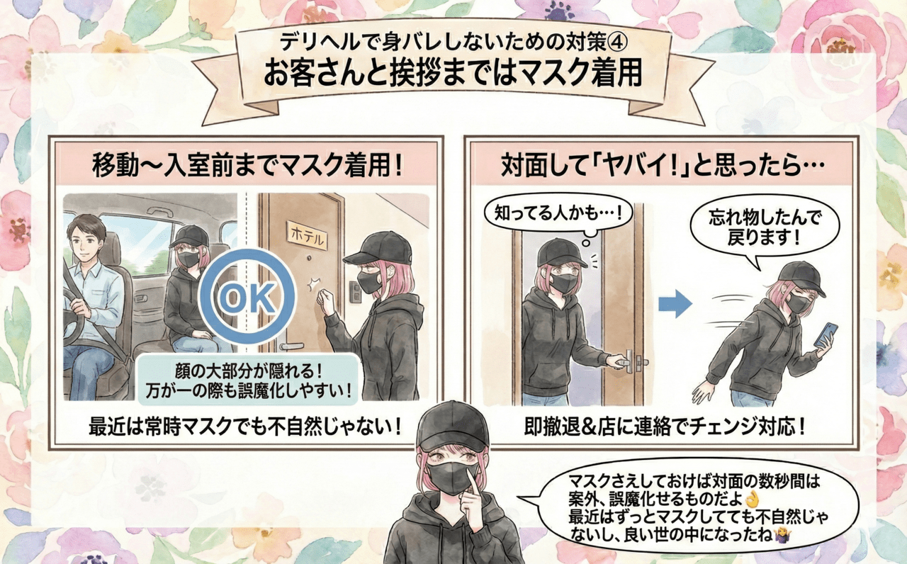 デリヘルで身バレしないための対策➃派遣先の部屋に入るまではマスク着用