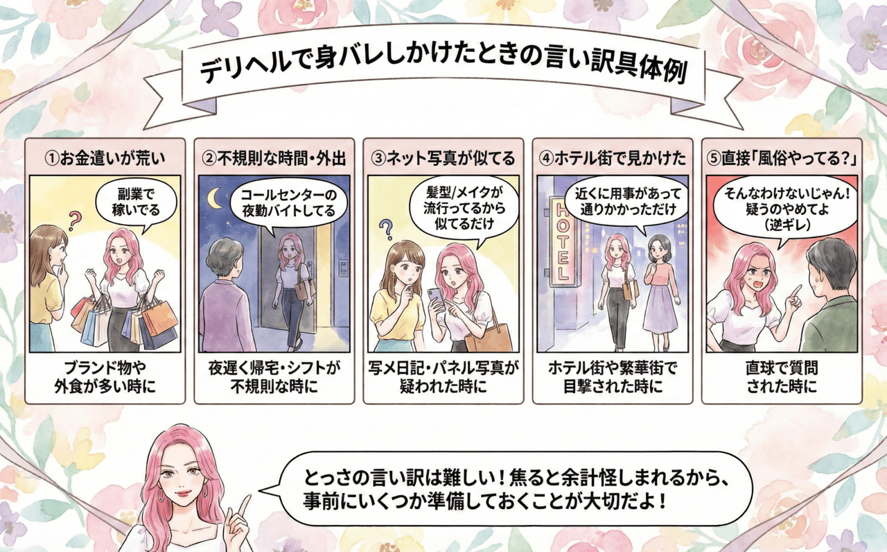 デリヘルで身バレしかけたときの言い訳の具体例