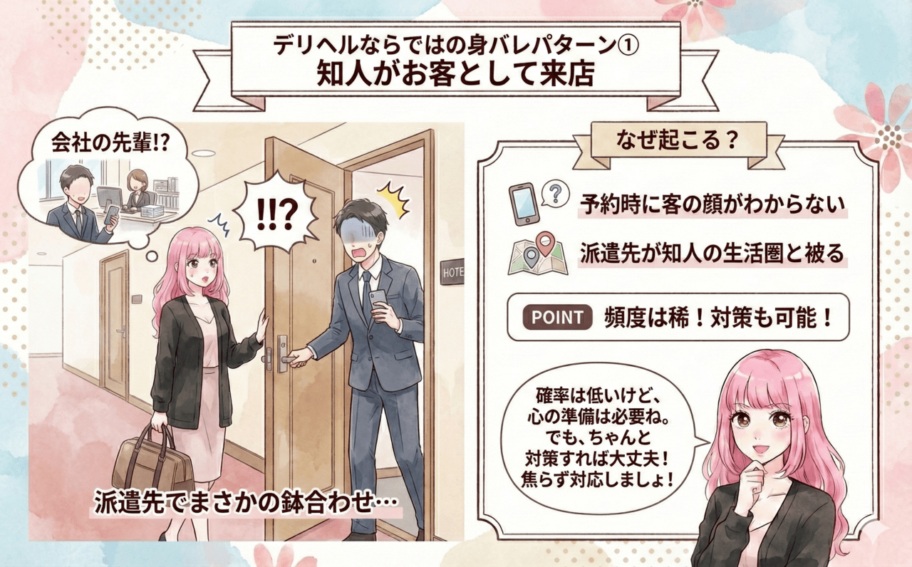 デリヘルならではの身バレパターン①知人がお客として来店して鉢合わせ