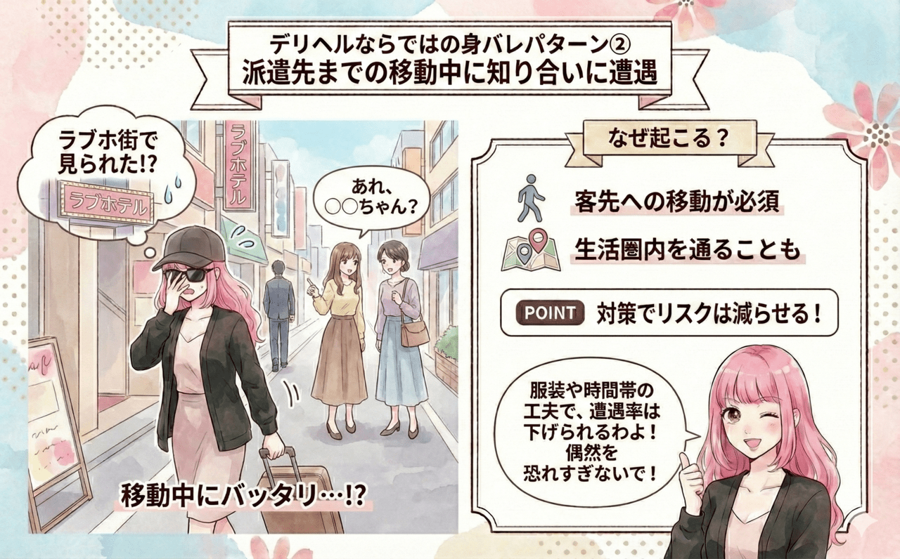 デリヘルならではの身バレパターン②派遣先までの移動中に知り合いに遭遇