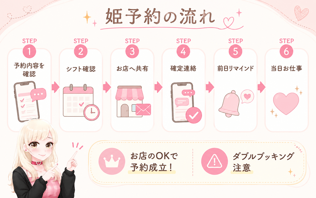 姫予約からお仕事までの流れ|ジョシミル
