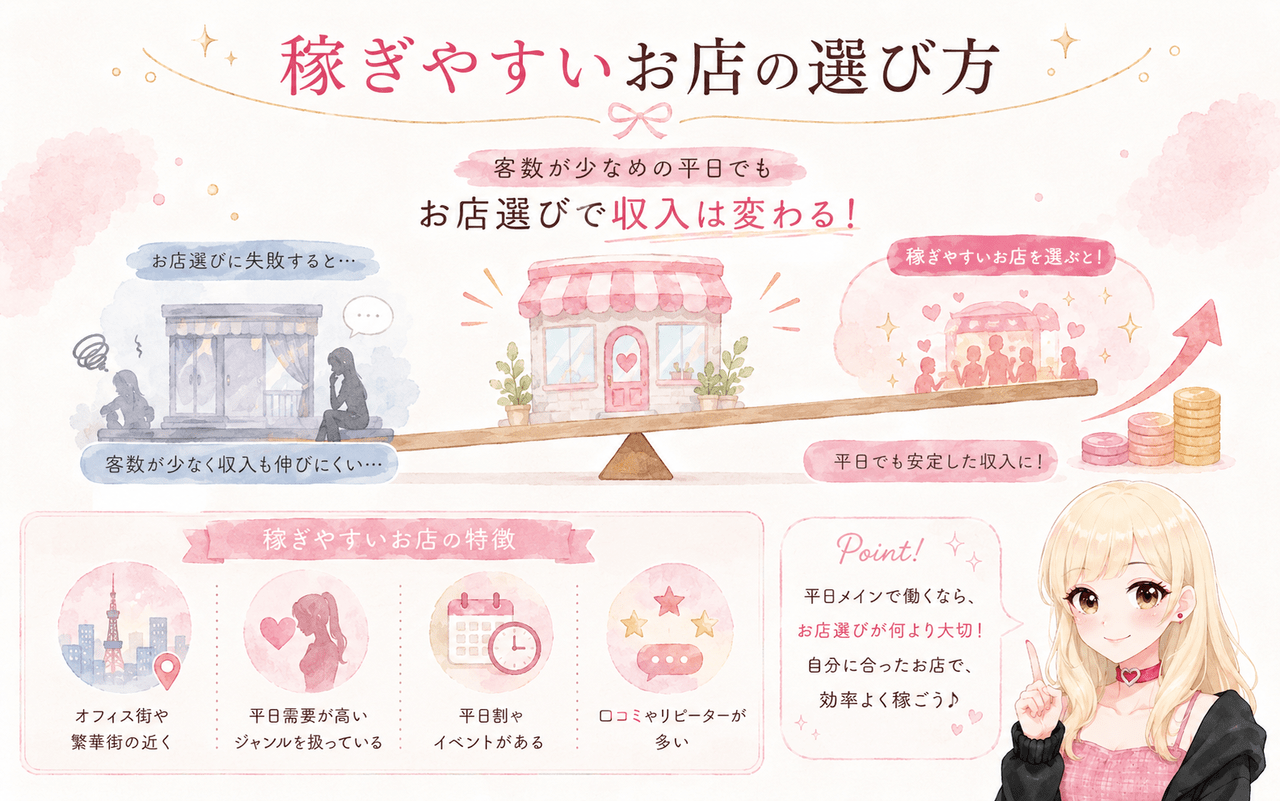 平日でも稼ぎやすいお店の見分け方