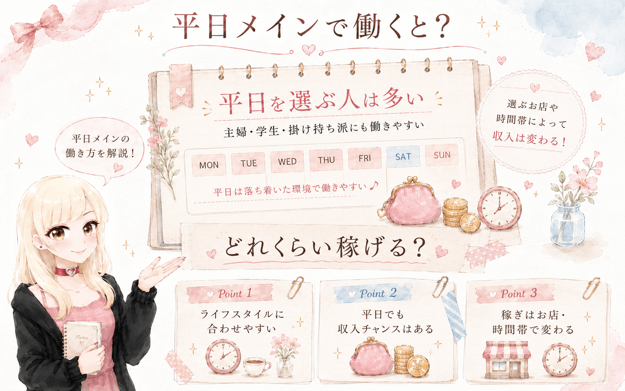 平日メインで働いた場合の収入例