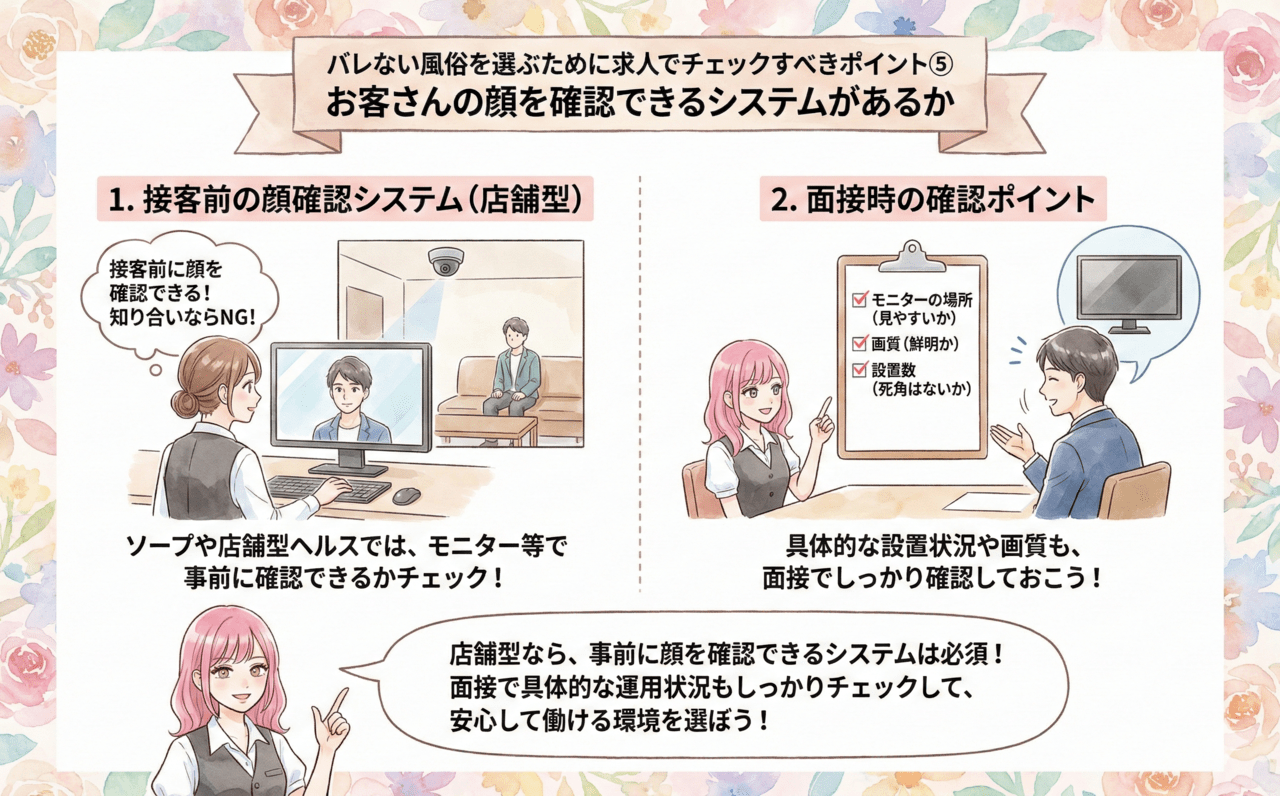 バレない風俗を選ぶために求人でチェックすべきポイント⑤お客さんの顔を確認できるシステムがあるか