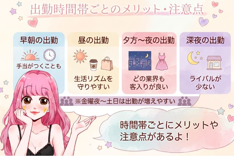 出勤時間帯ごとのメリット・注意点│ジョシミル