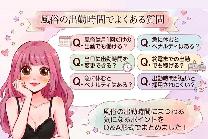風俗の出勤時間でよくある質問│ジョシミル
