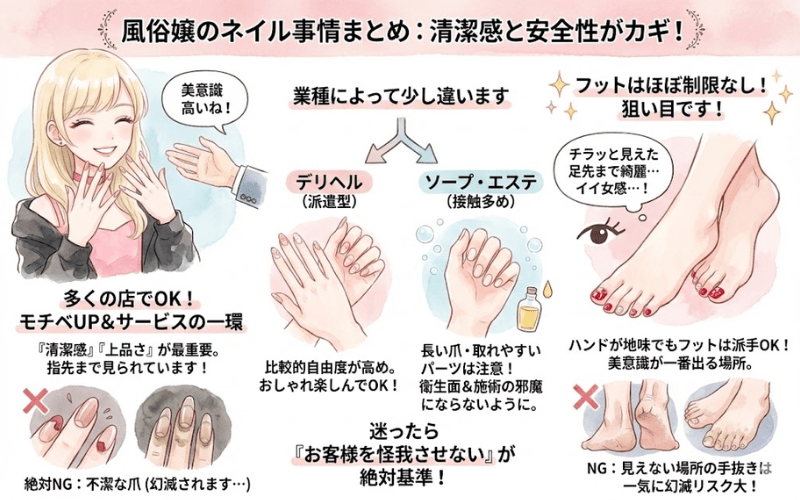 風俗嬢でもネイルしていいの？お店のルールって？