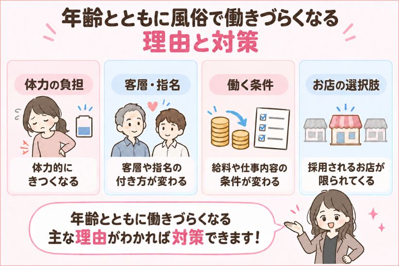 年齢とともに風俗で働きづらくなる理由と対策│ジョシミル