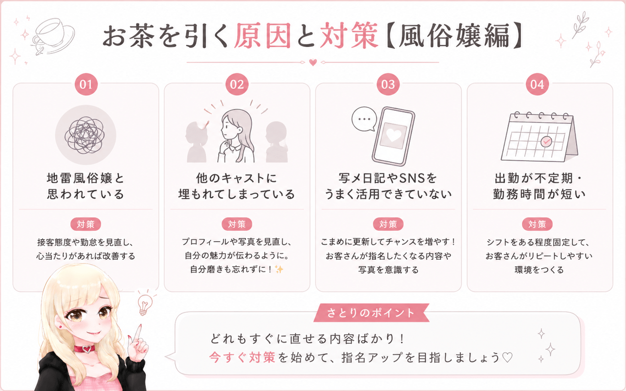 お茶を引く原因と対策【風俗嬢編】｜ジョシミル