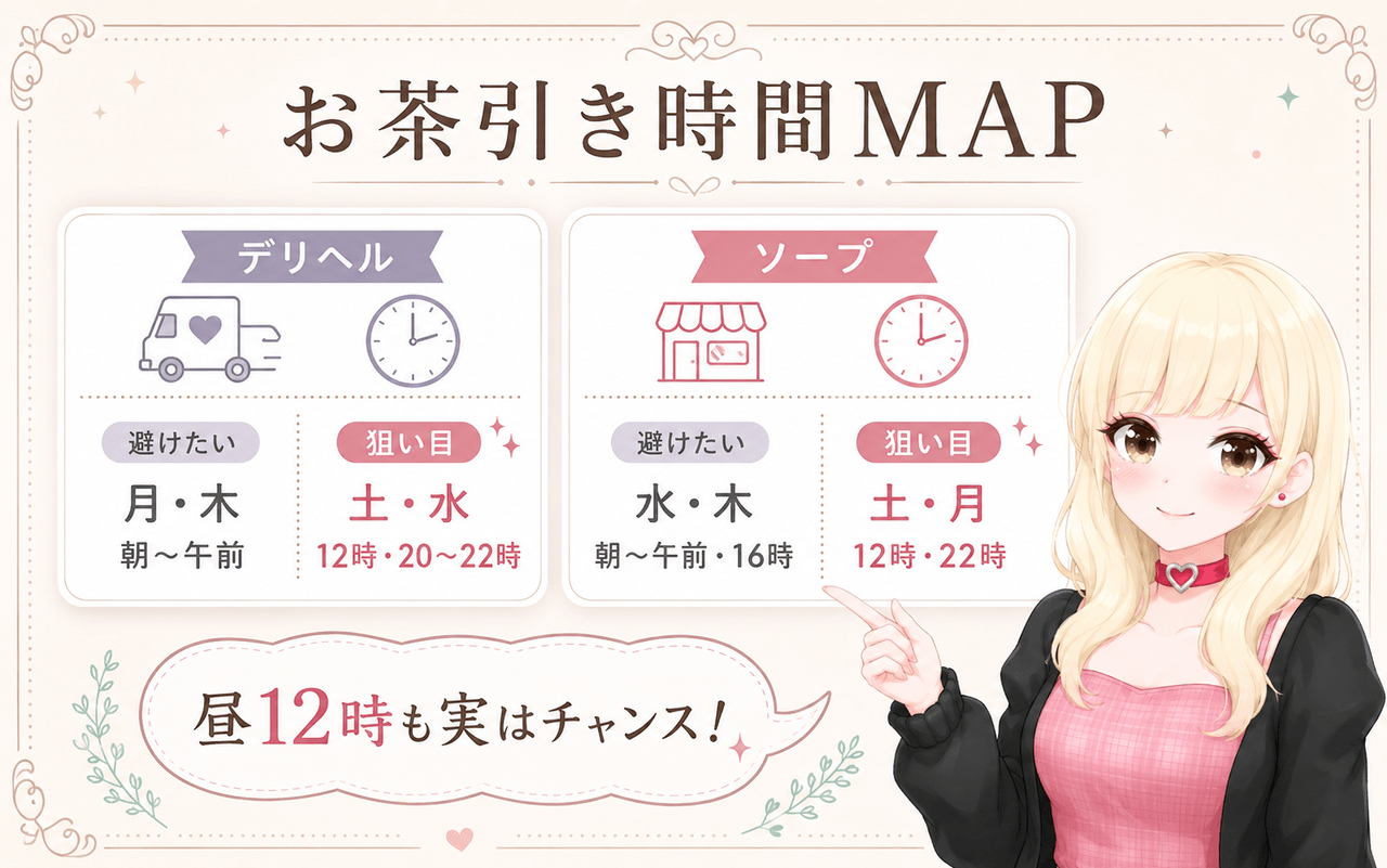 独自調査！お茶を引きやすい曜日・時間｜ジョシミル
