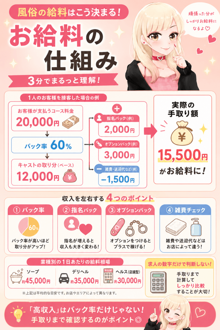 【風俗の給料はこう決まる！】お給料の仕組み