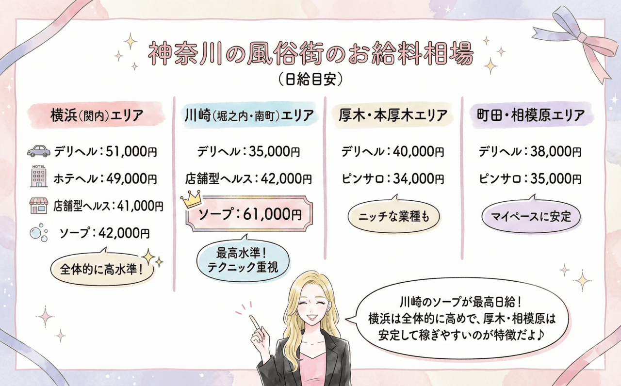 神奈川の風俗街のお給料相場
