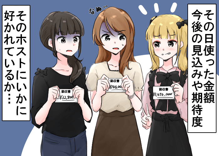 風俗嬢あるある漫画 - アフターは女同士の争奪戦 2コマ目【ルナはホストに夢を見たい】