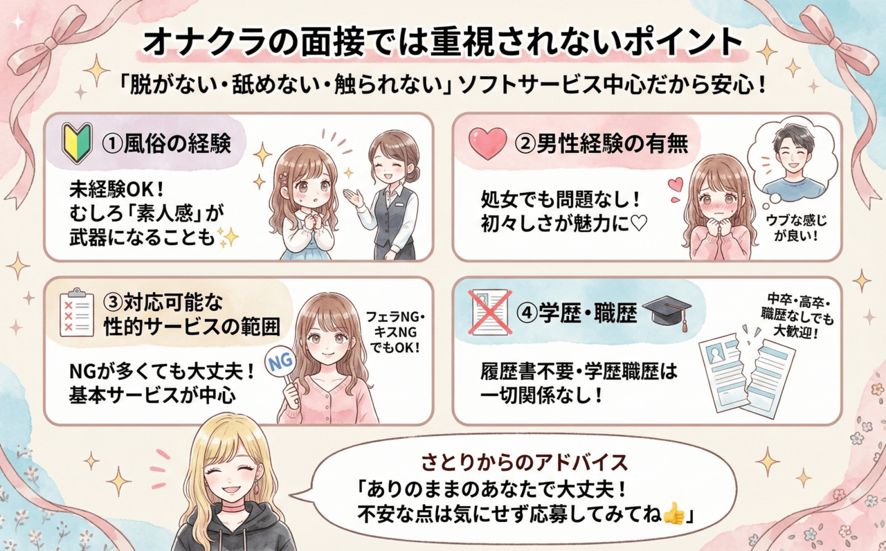 オナクラの面接では重視されないポイント