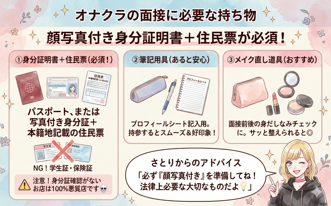 オナクラの面接に必要な持ち物