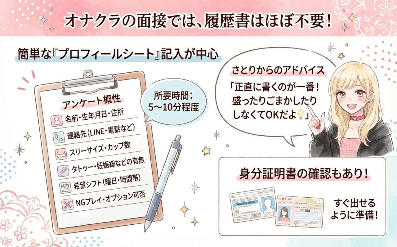 オナクラの面接の流れ②プロフィールシートの記入&身分証確認