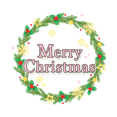 「Merry Christmas」おしゃれリースのスタンプ（ピンク）