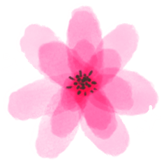 水彩画調のお花のスタンプ（ピンク）