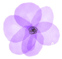 水彩画調の丸めのお花のスタンプ（パープル）