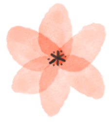 水彩画調のお花のスタンプ（オレンジ）