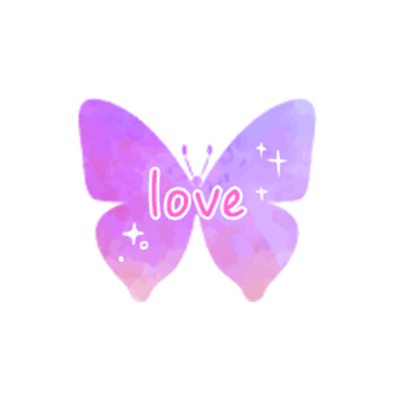 「love」パステルグラデ蝶々のスタンプ