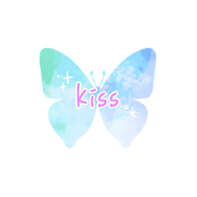「kiss」パステルグラデ蝶々のスタンプ